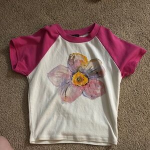 Pink and White Kids Flower T-Shirt